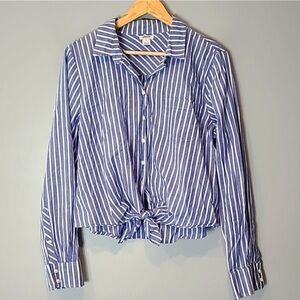 J. Crew Blue and White Striped Button Down Shirt